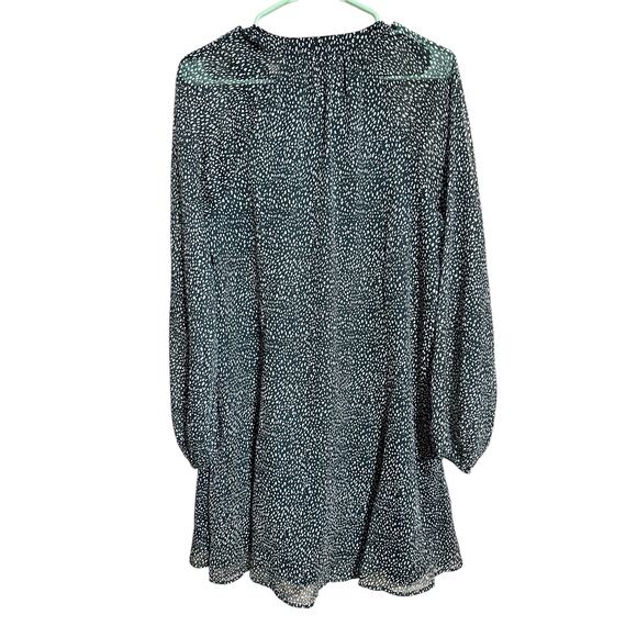 Joie Balloon Sleeve Mini Dress Green Animal Spot Size Medium NWT - Picture 2 of 7